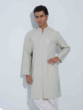 Light Olive White Stripe Logo zipper design panjabi