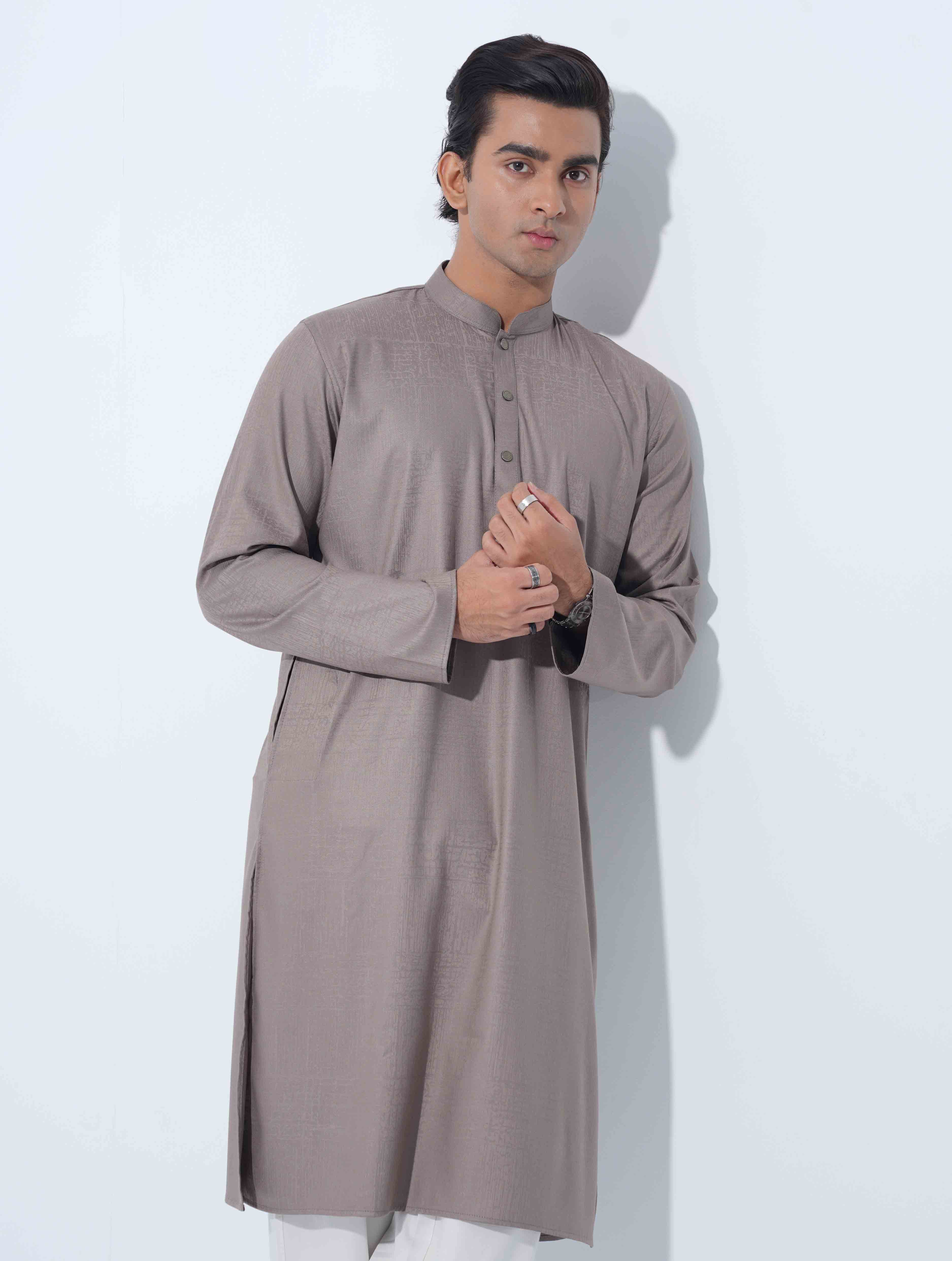 Graphite Ash Minimal Print Panjabi
