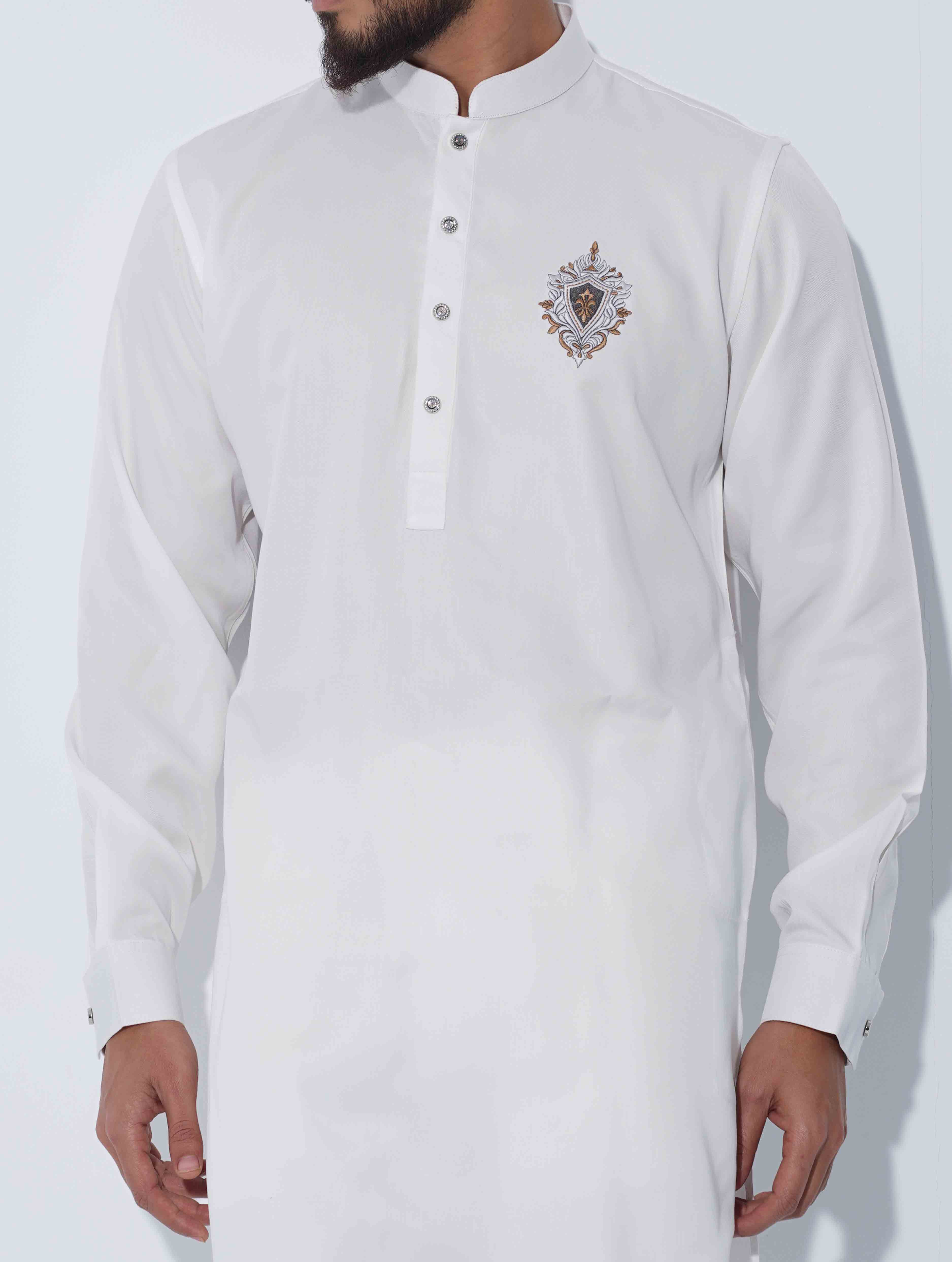 White chest Logo embroidered panjabi