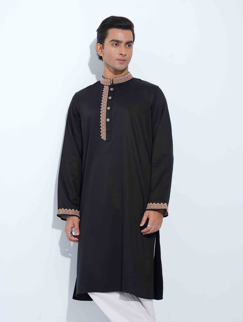 Black One Sided Embroidery Panjabi