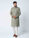 Olive Spiral Embroidery Panjabi