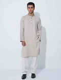 Cream Spiral Embroidery Viscos Panjabi