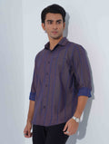 Purple Blue Stripe Full Sleeve Shirt