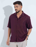 Deep maroon Tropical Printed Havana Shirt