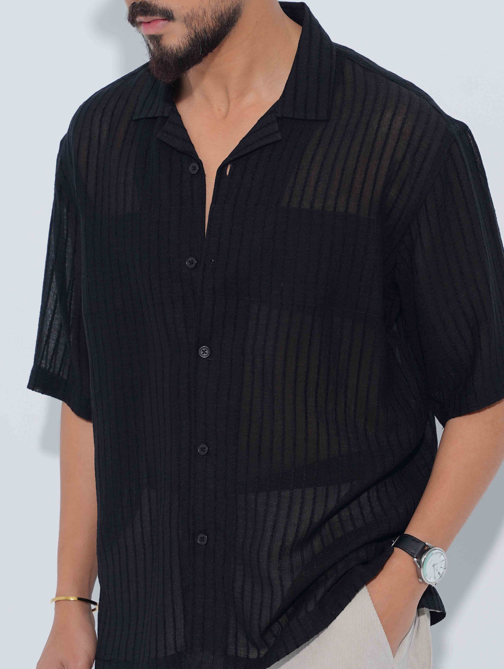 Black stripe texture Havana Shirt