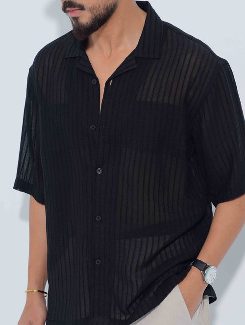 Black stripe texture Havana Shirt