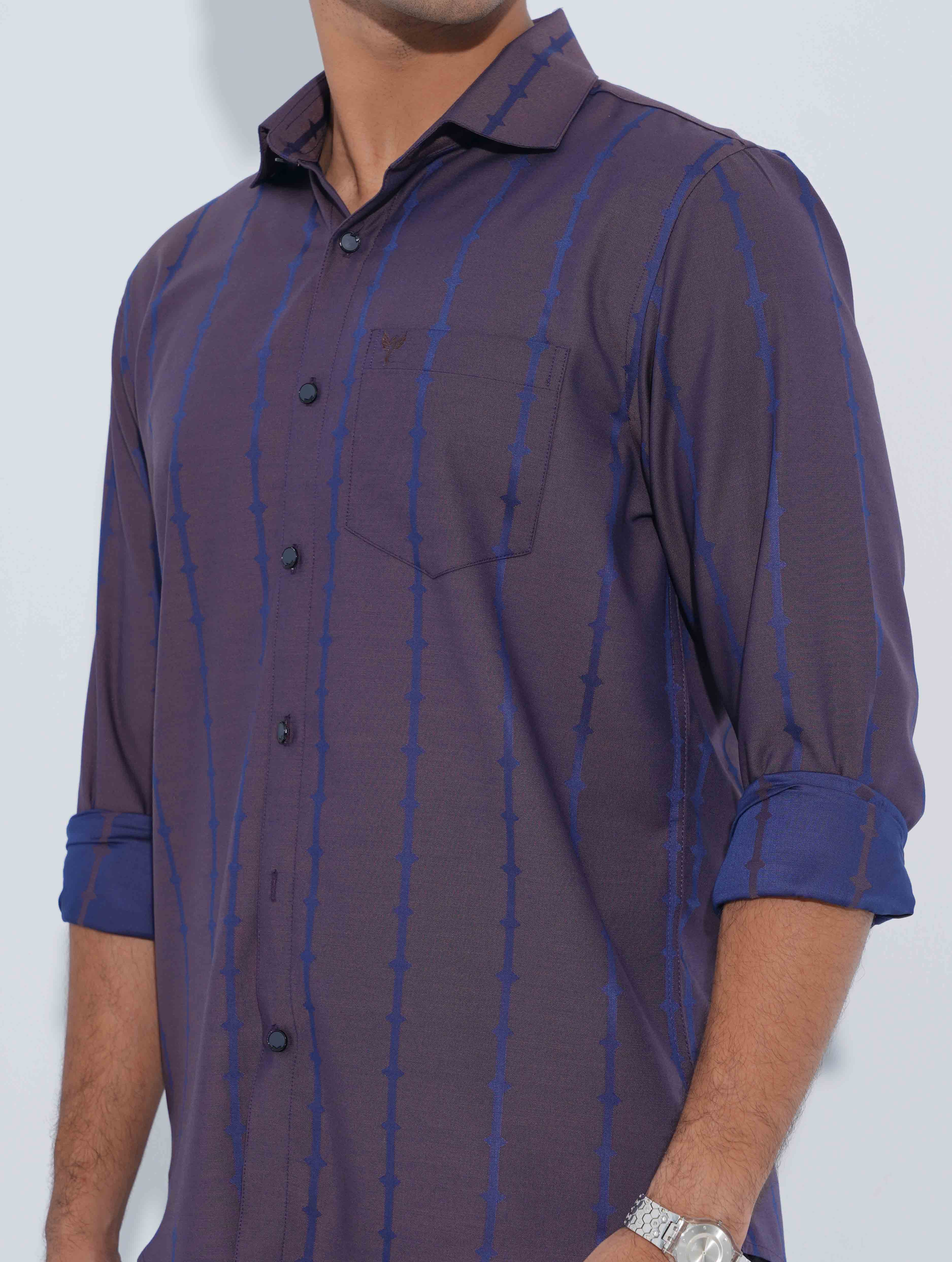 Purple Blue Stripe Full Sleeve Shirt