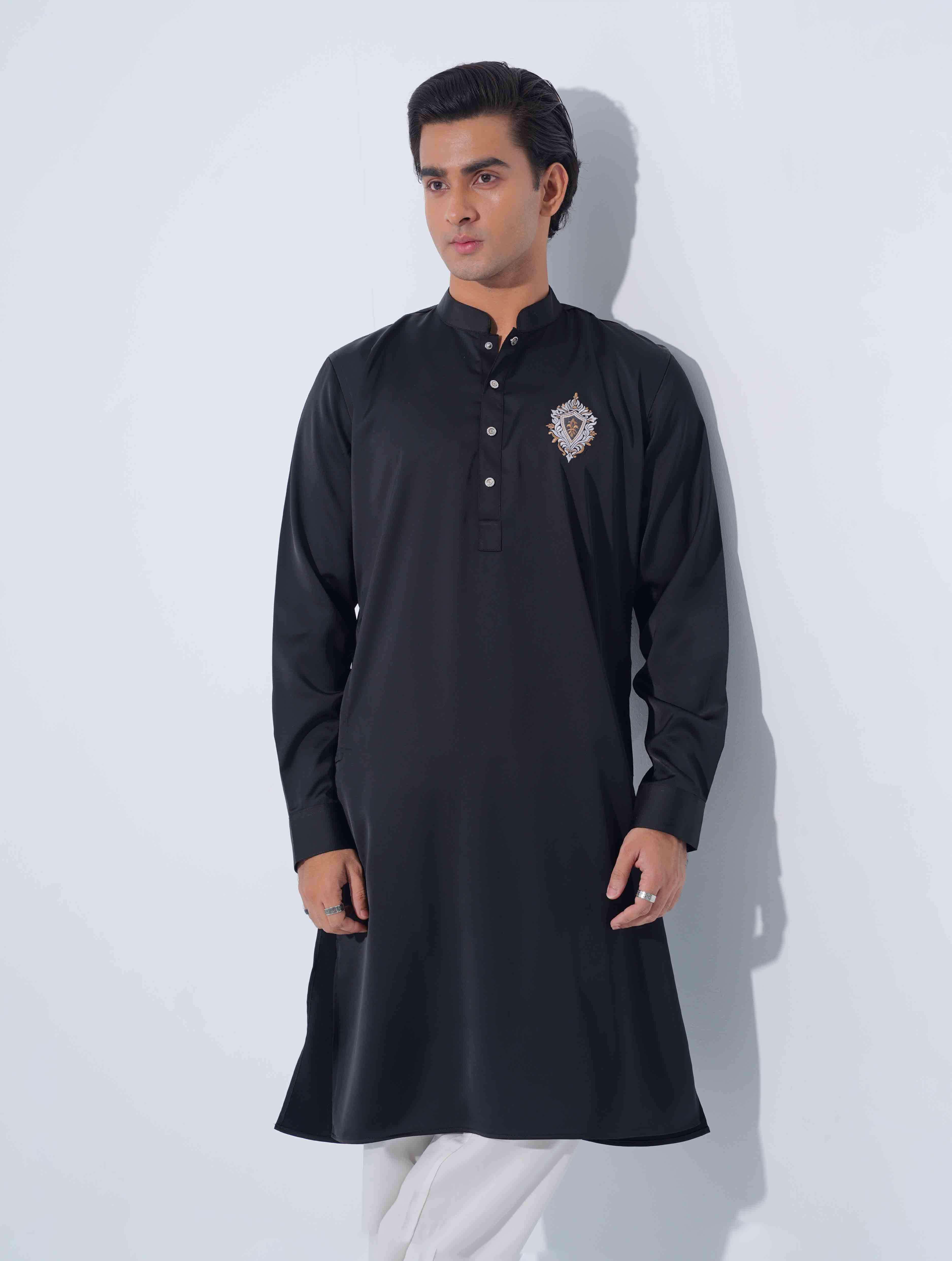 Black chest Logo embroidered panjabi