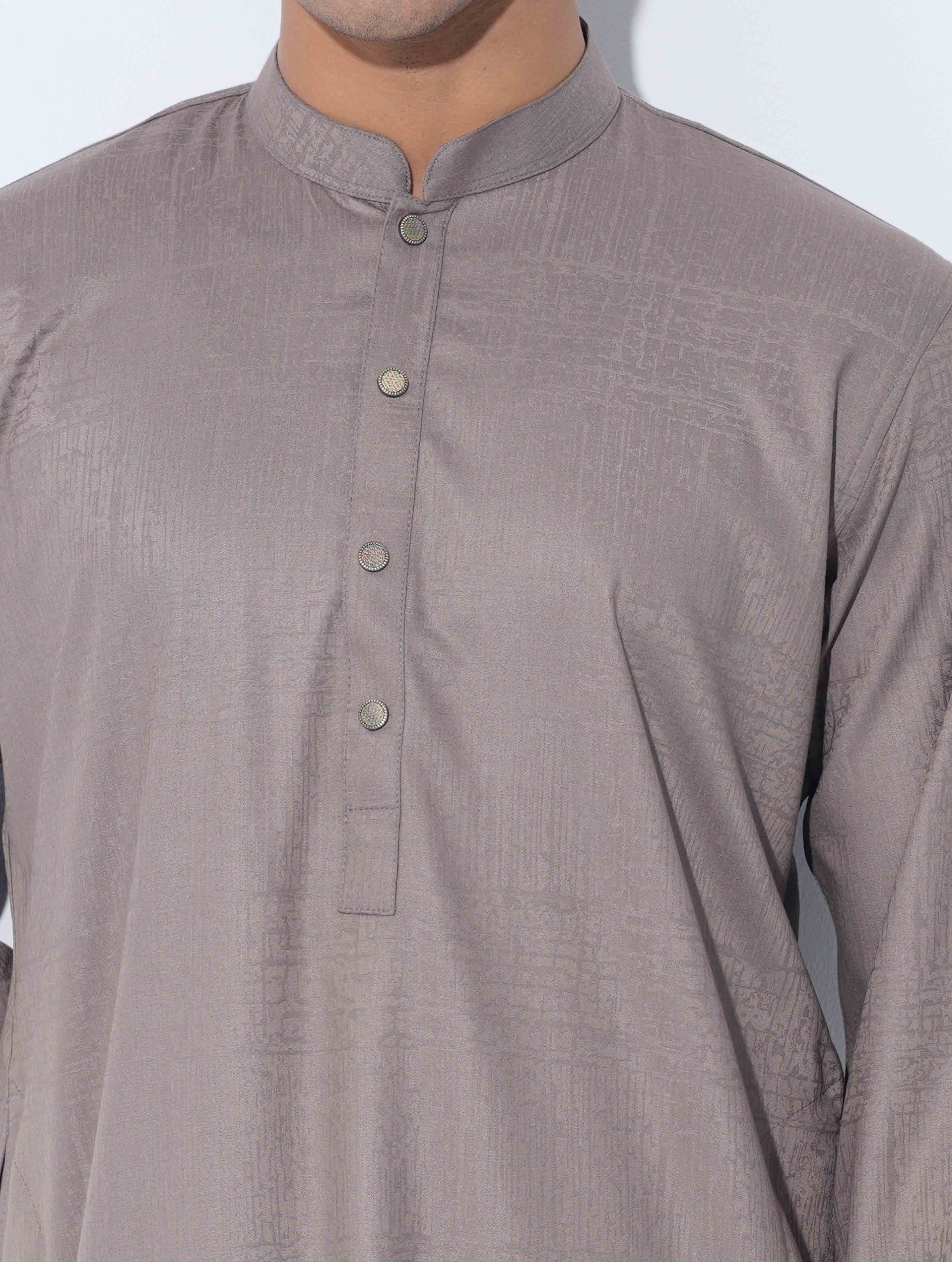 Graphite Ash Minimal Print Panjabi