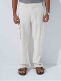 Pearl White Corduroy Baggy Cargo Pant