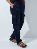 Navy Blue Corduroy Baggy Cargo Pant