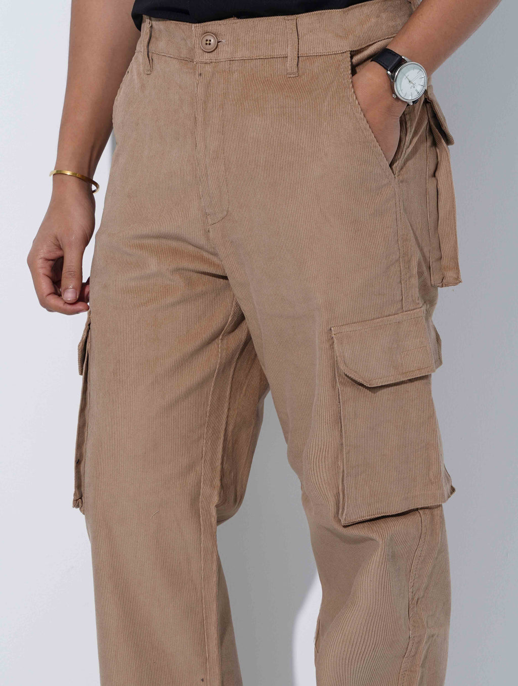 Desert Brown Corduroy Baggy Cargo Pant