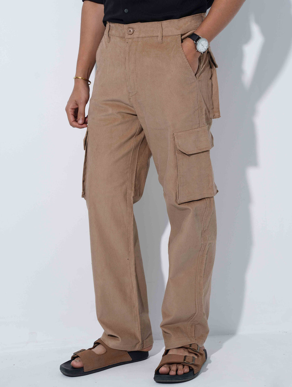 Desert Brown Corduroy Baggy Cargo Pant