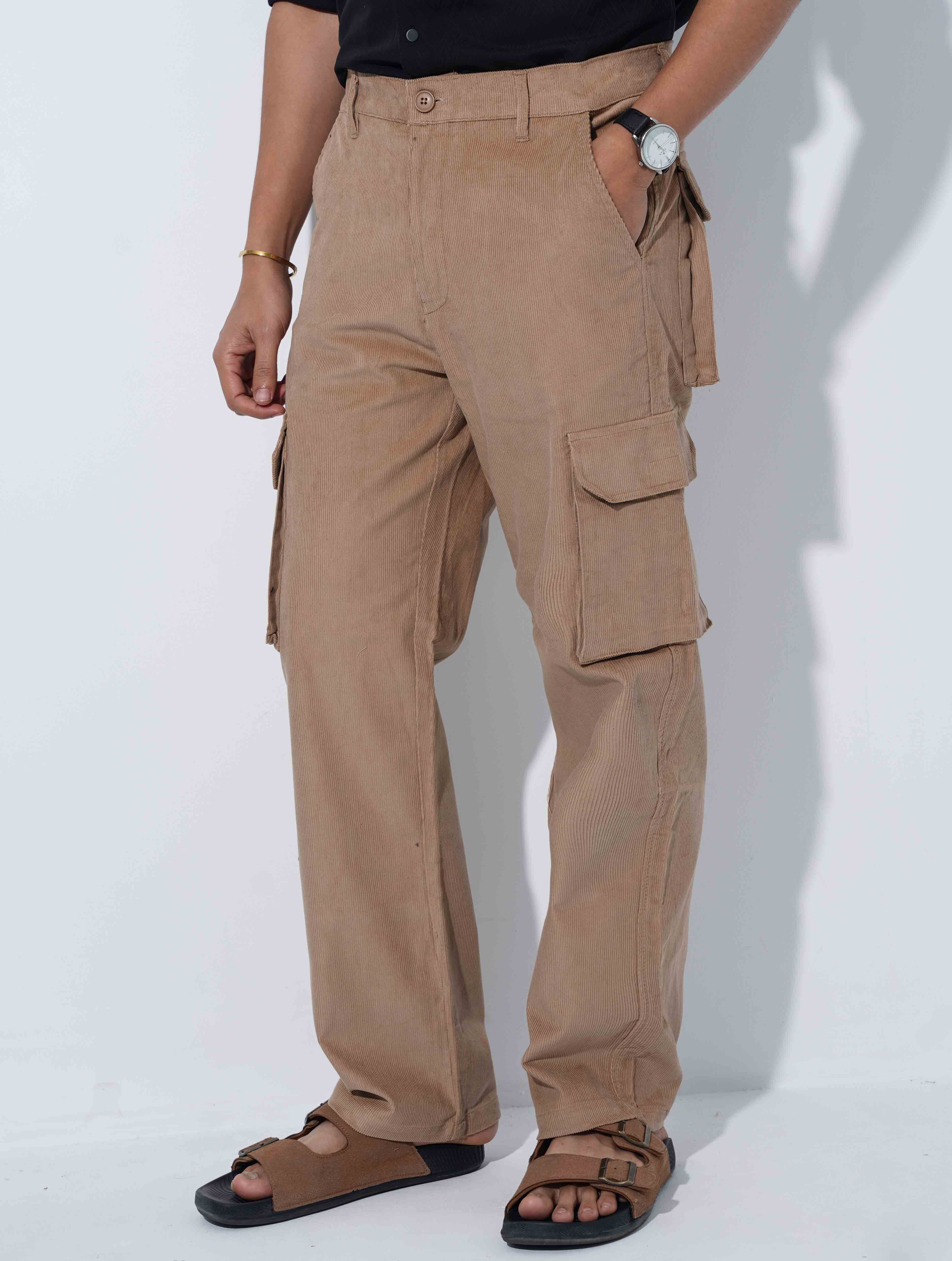 Desert Brown Corduroy Baggy Cargo Pant