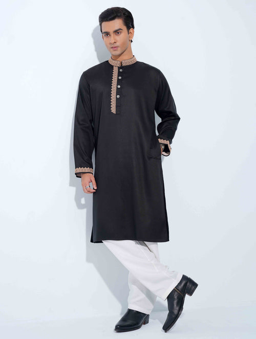Black One Sided Embroidery Panjabi