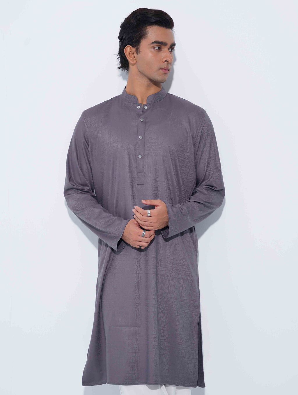 Bluish Ash Minimal Print Panjabi