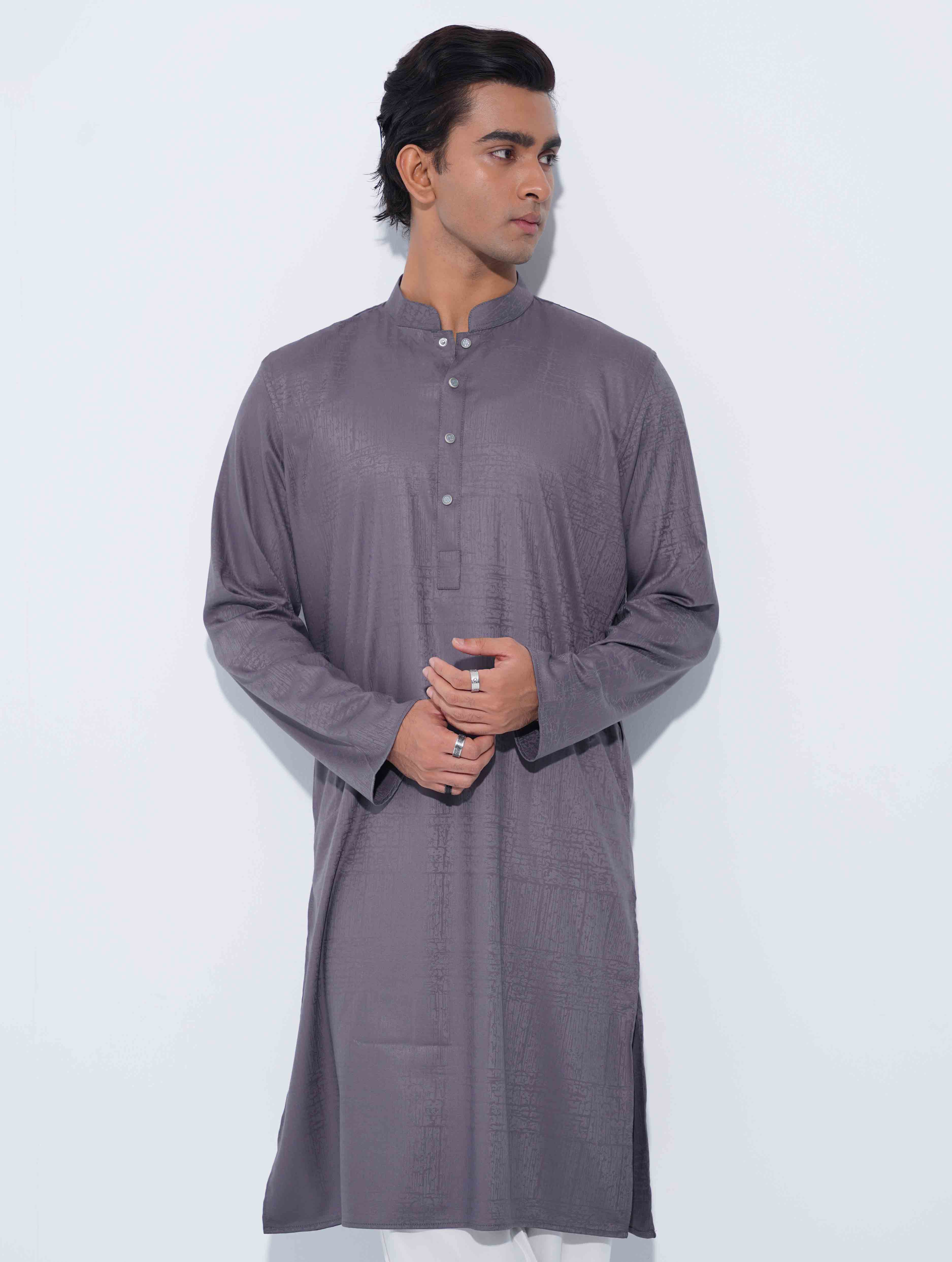 Bluish Ash Minimal Print Panjabi