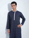 Navy Blue color All Over Embroidery Premium Panjabi