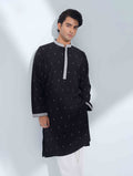 Italian Black All Over Embroidery Premium Panjabi