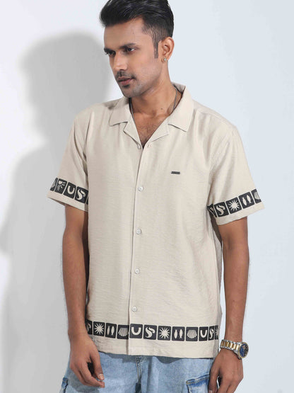 Khaki color hand and waist printed Havana shirt
