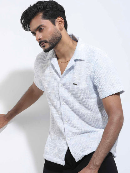 Sky white texture fancy Havana shirt