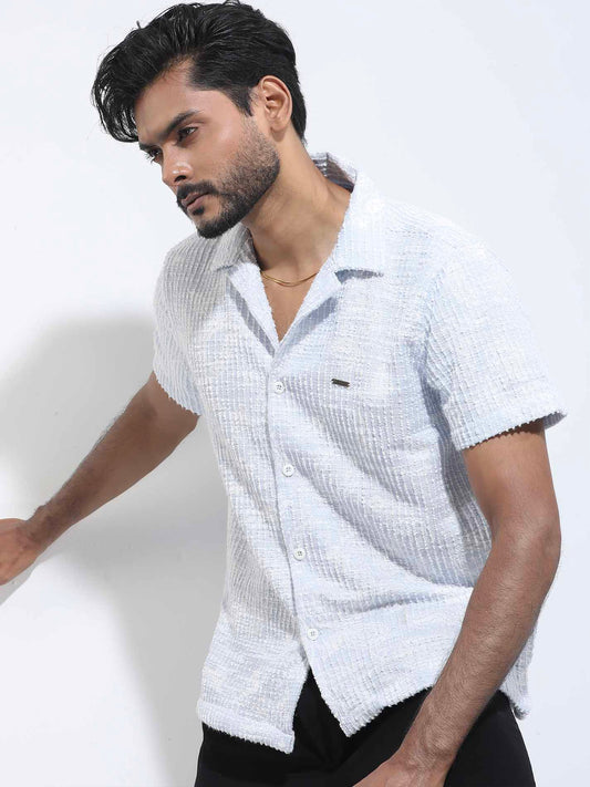 Sky white texture fancy Havana shirt