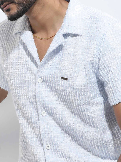 Sky white texture fancy Havana shirt