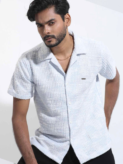Sky white texture fancy Havana shirt