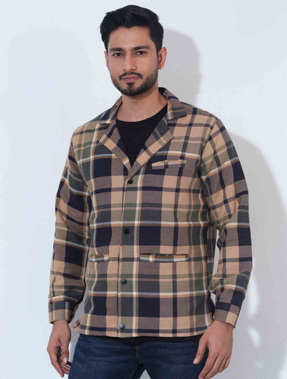 Cream black green Flannel jacket