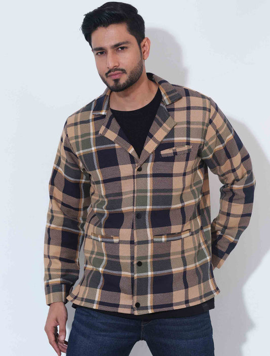 Cream black green Flannel jacket