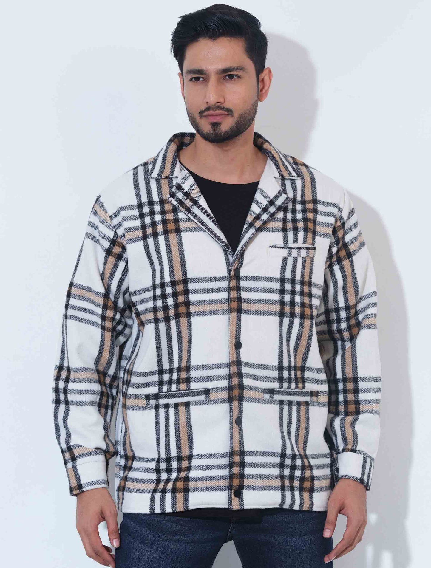 Pearl white golden Flannel jacket