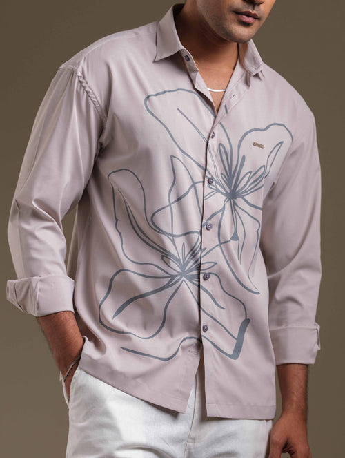 Almond chest printed casual shirt
