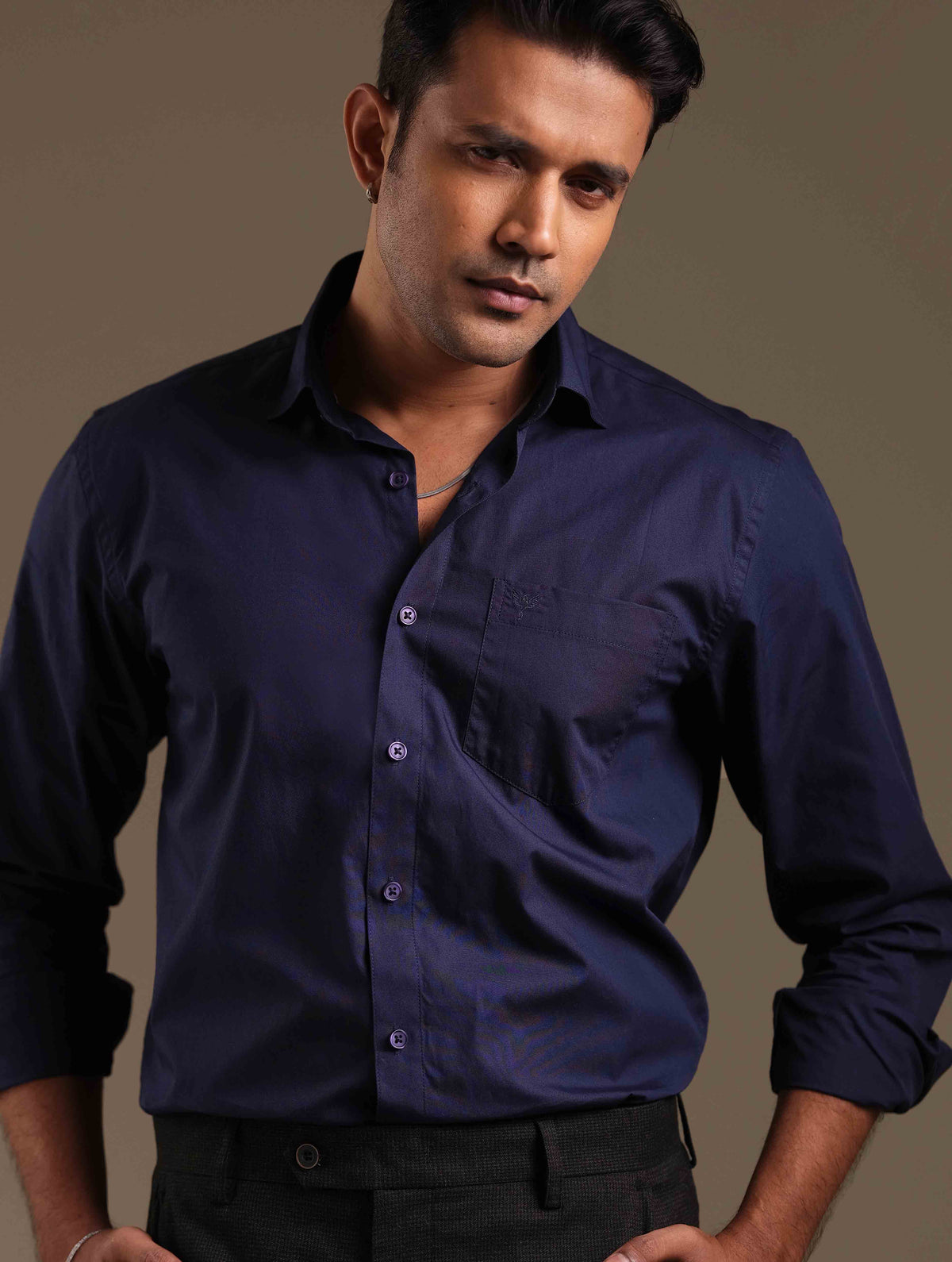 Navy Blue Solid formal shirt