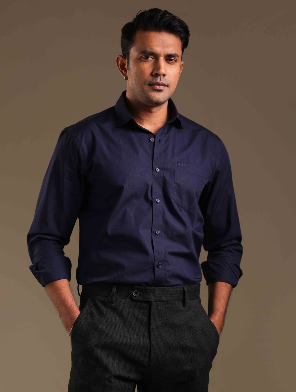 Navy Blue Solid formal shirt