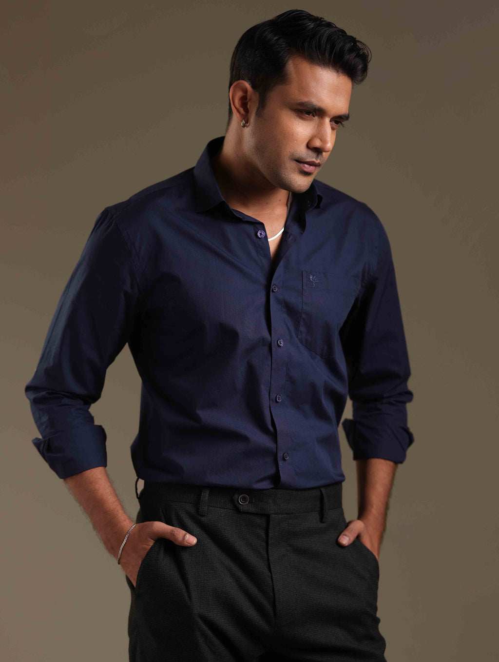 Navy Blue Solid formal shirt