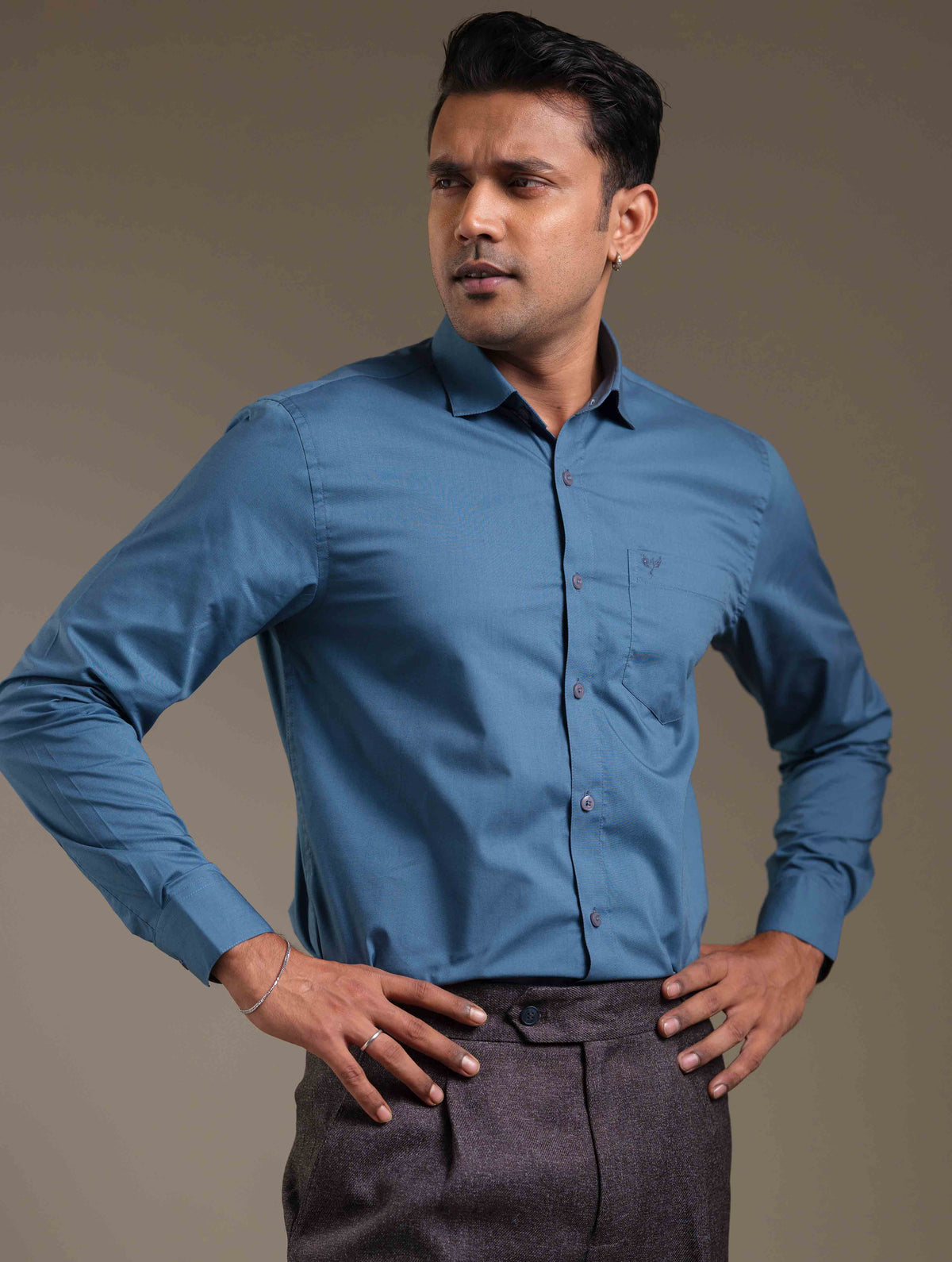 Pantone Blue Solid Formal Shirt