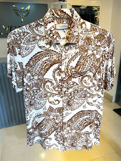 White paisley printed half sleeve shirt