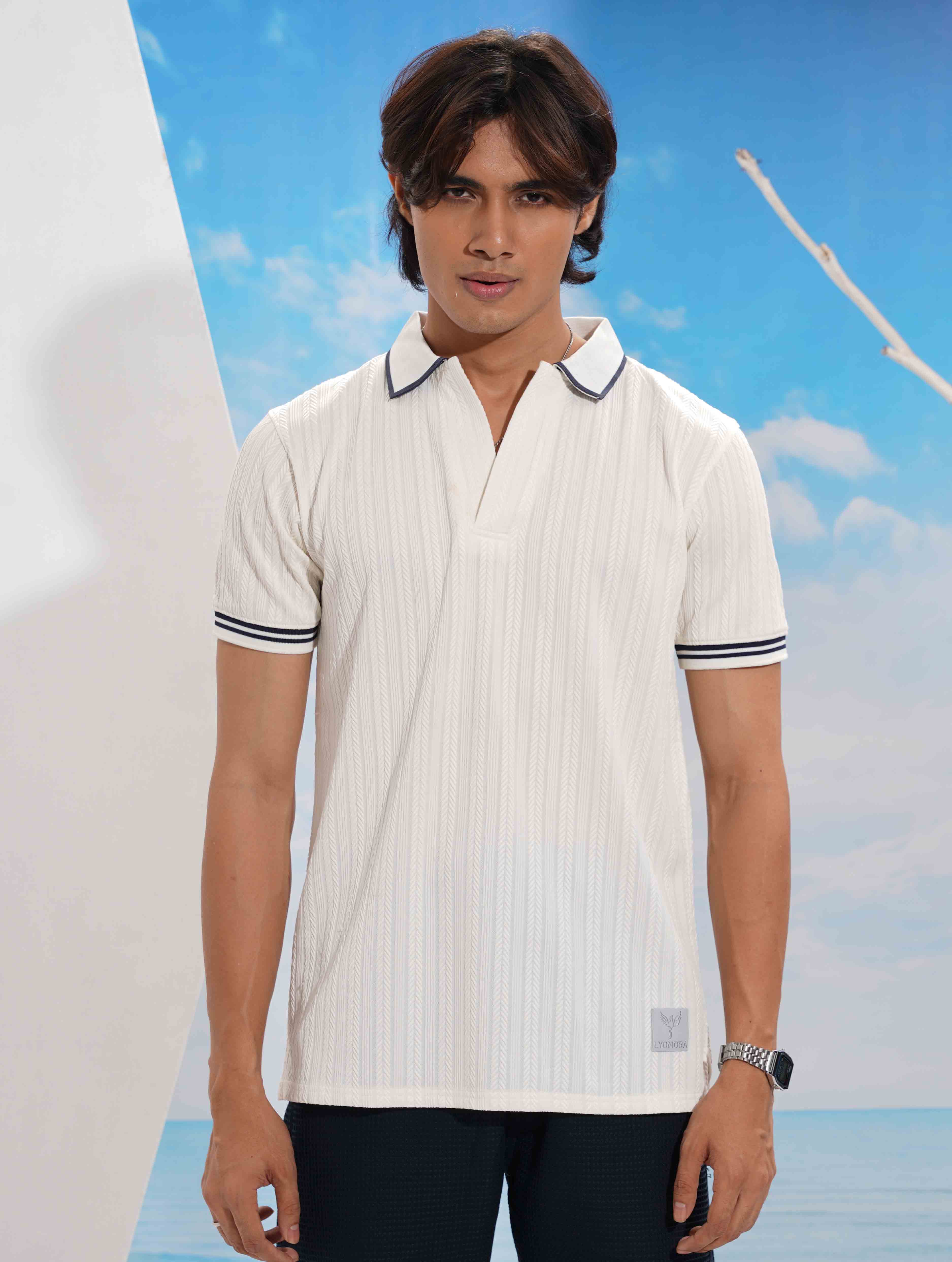 Off-white Texture Premium Polo