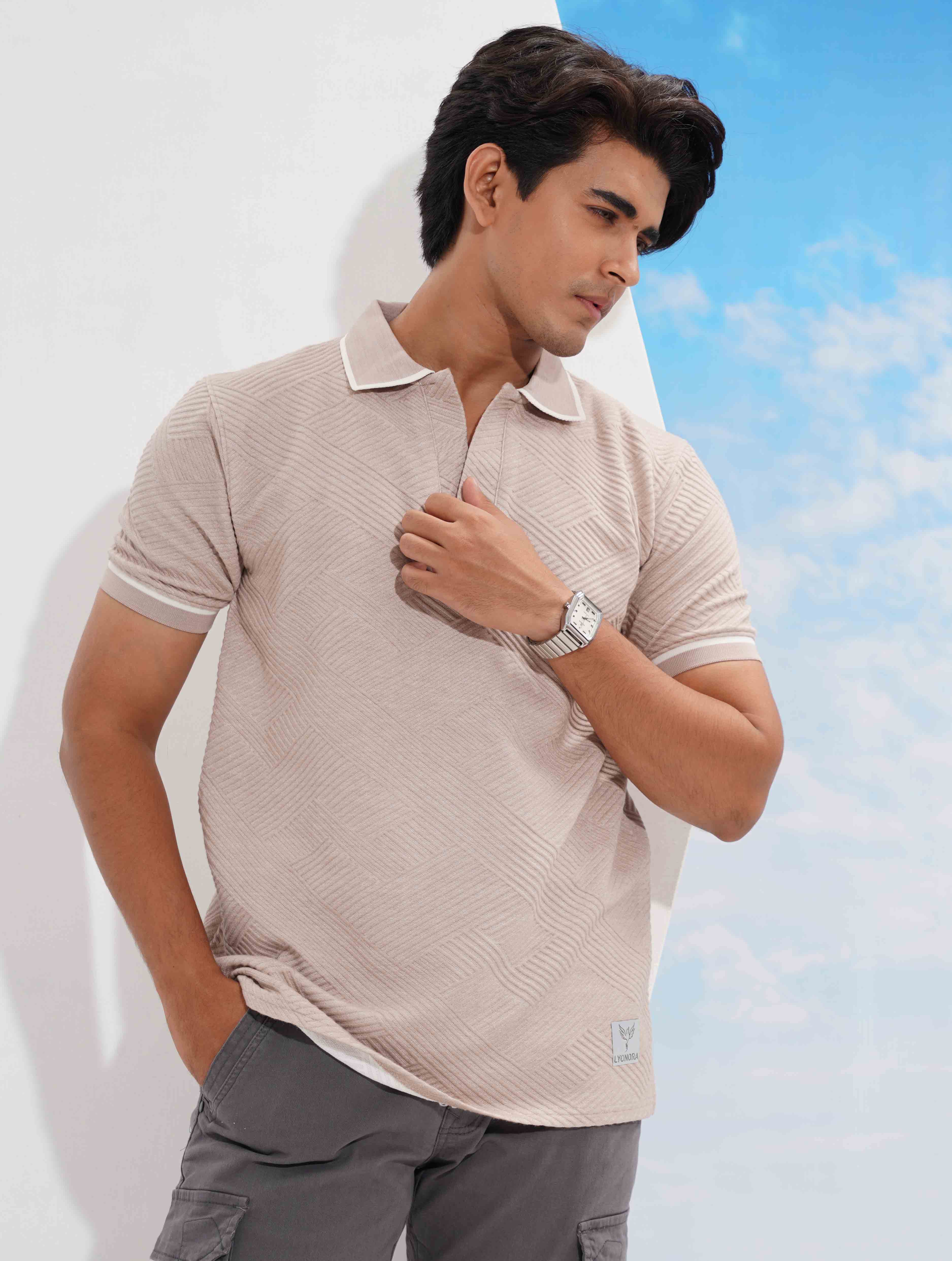 Almond Brown Texture Premium Polo