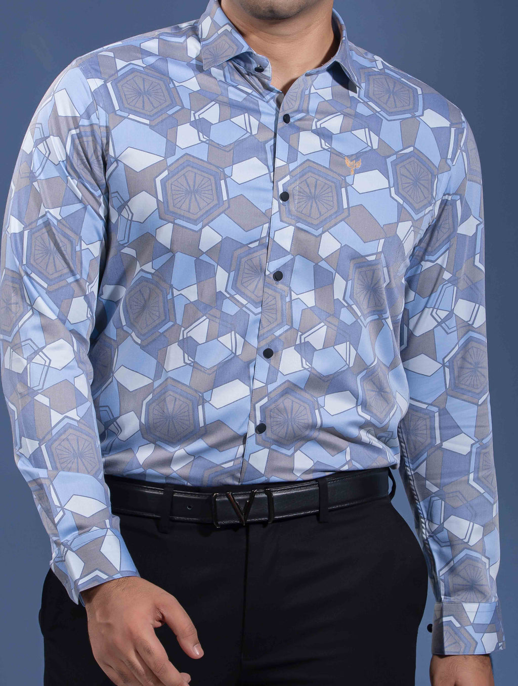 Sky brown hexagonal printed premium full sleeve