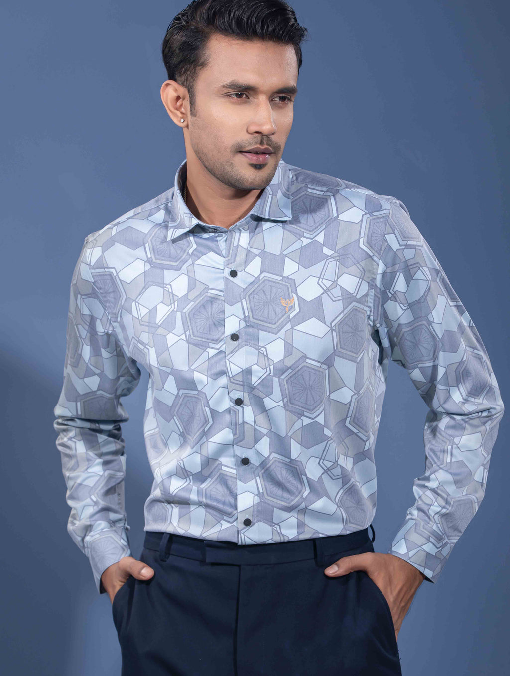 Sky cream hexagonal printed premium full sleeve