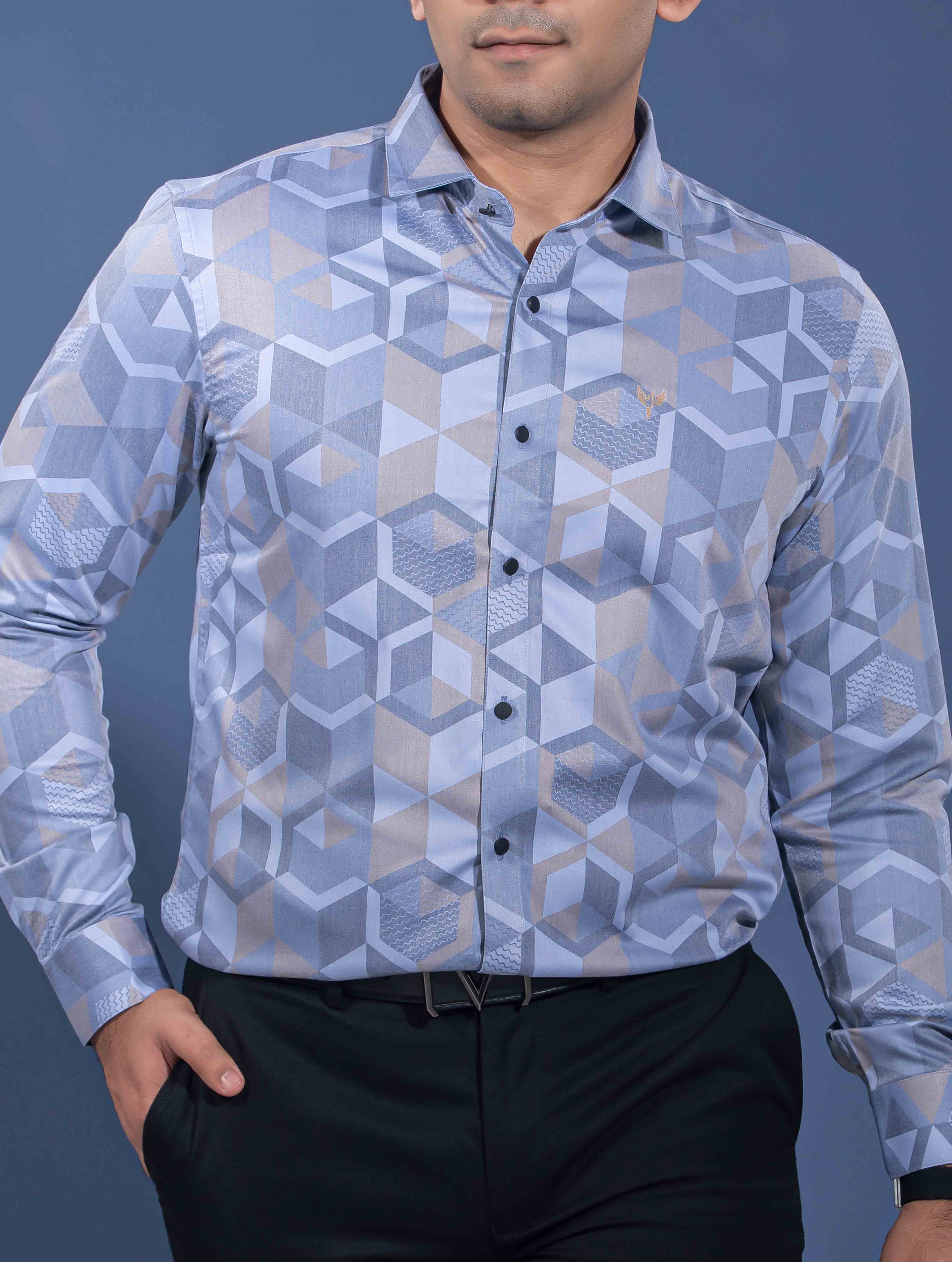 Ash golden hexagonal printed premium full sleeve