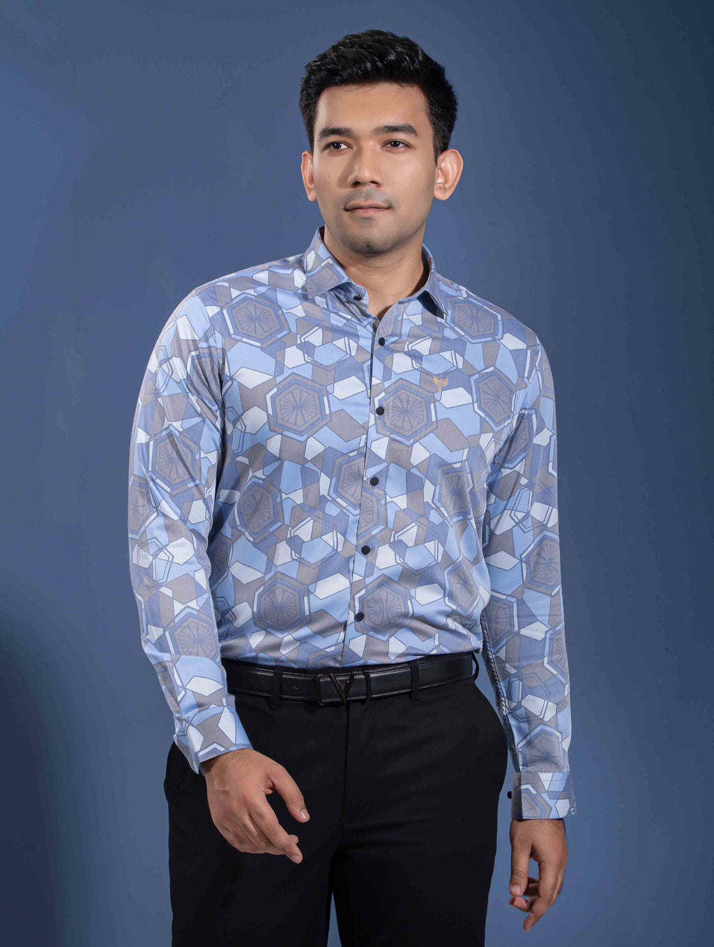 Sky brown hexagonal printed premium full sleeve