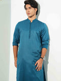 Ocean Blue Aesthetic Solid Studs Button Panjabi