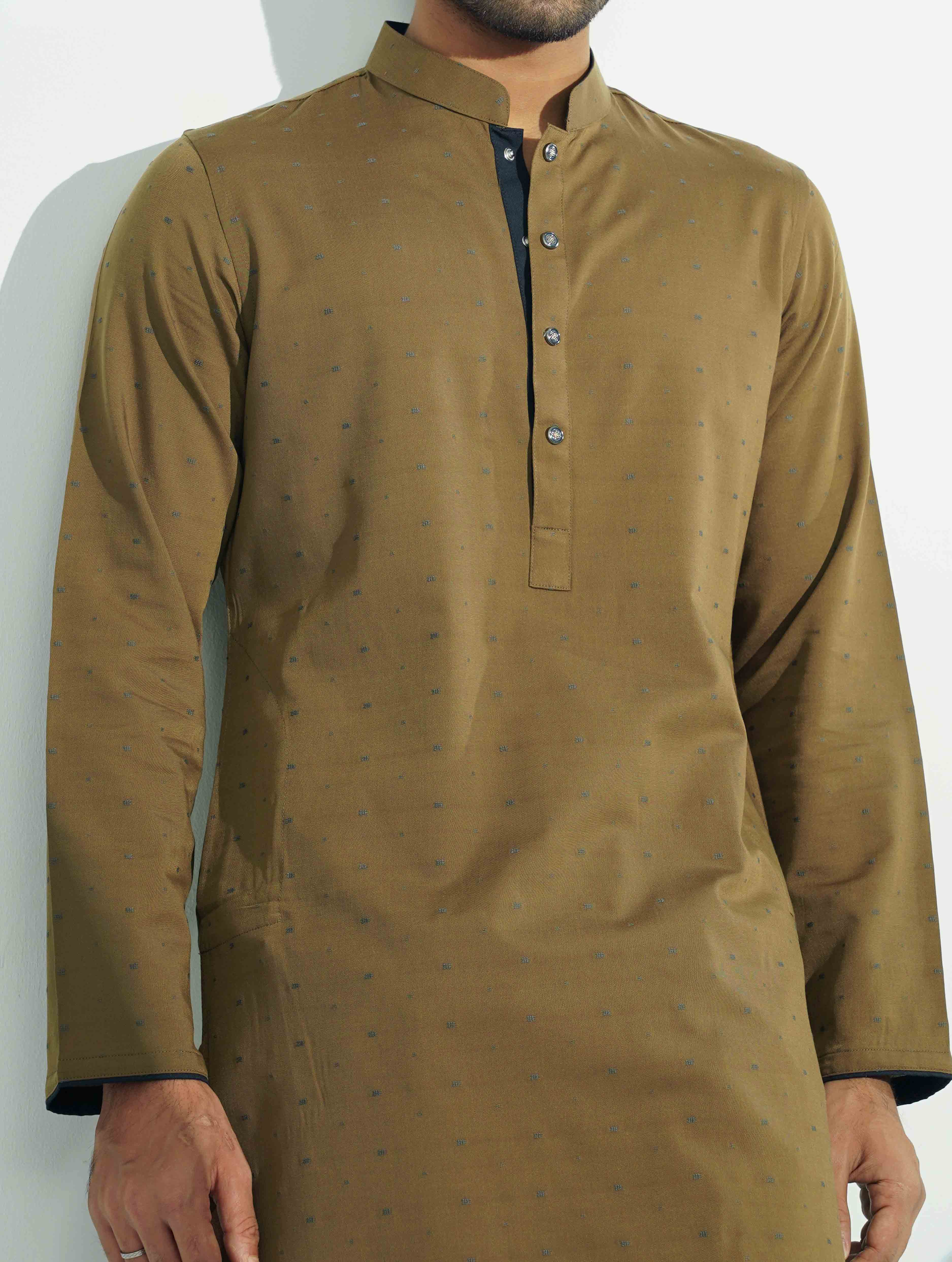 Light Mocha Dot Printed Panjabi