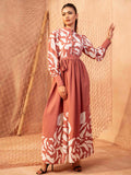 Pink and White Floral Printed Gown