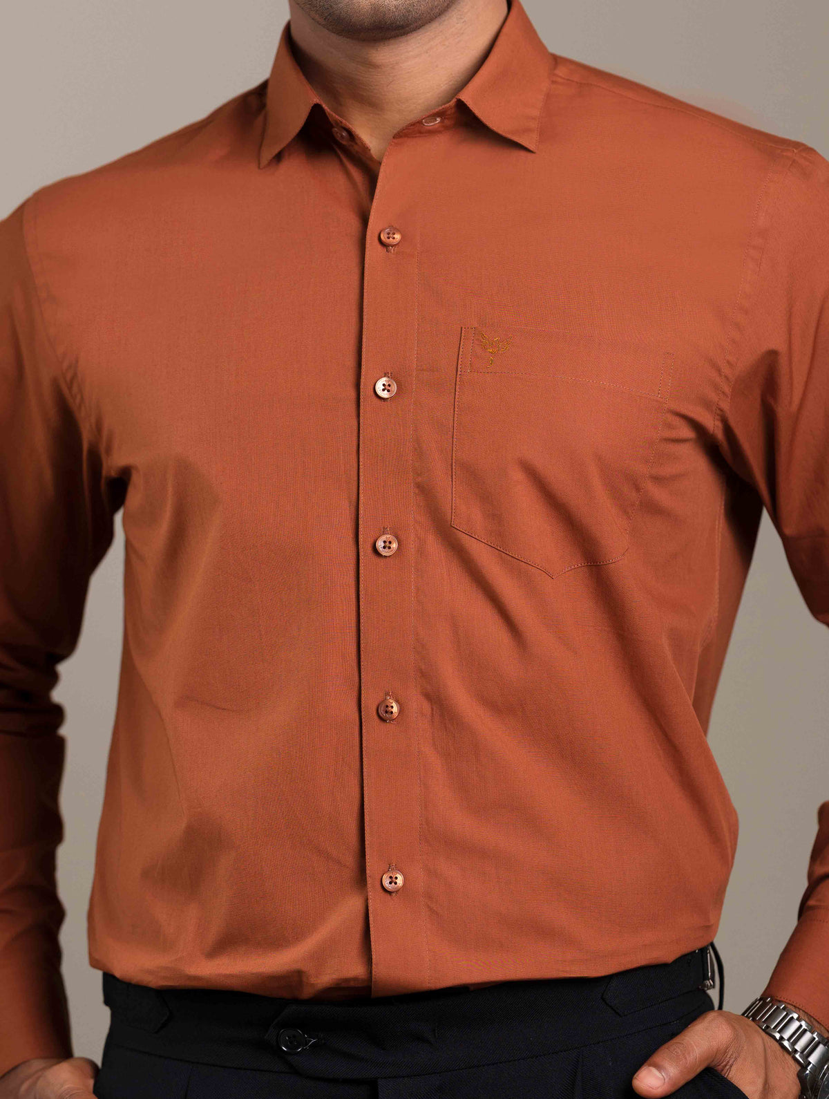 Brunt Orange Solid formal shirt