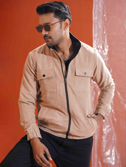 Beige suede leather jacket