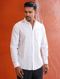 White solid cotton full sleeve shirt