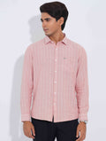 Baby Pink - White Stripe Point Collar Formal Shirt